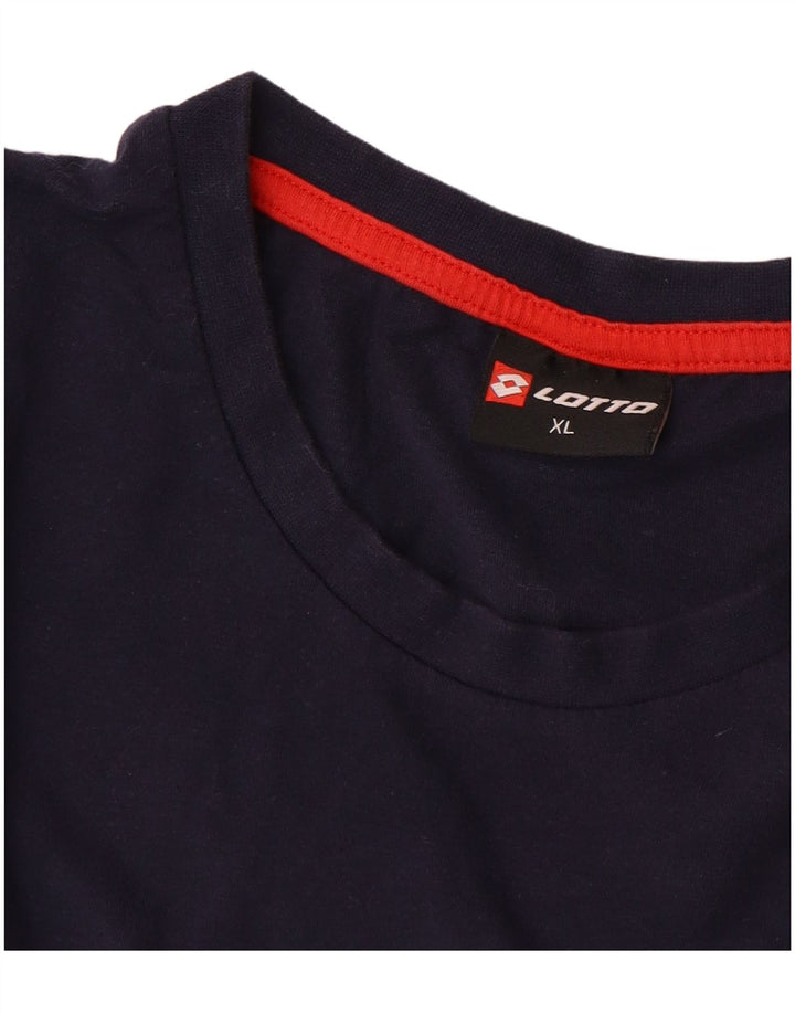 Lotto Mens T-Shirt Top XL Navy Blue Cotton