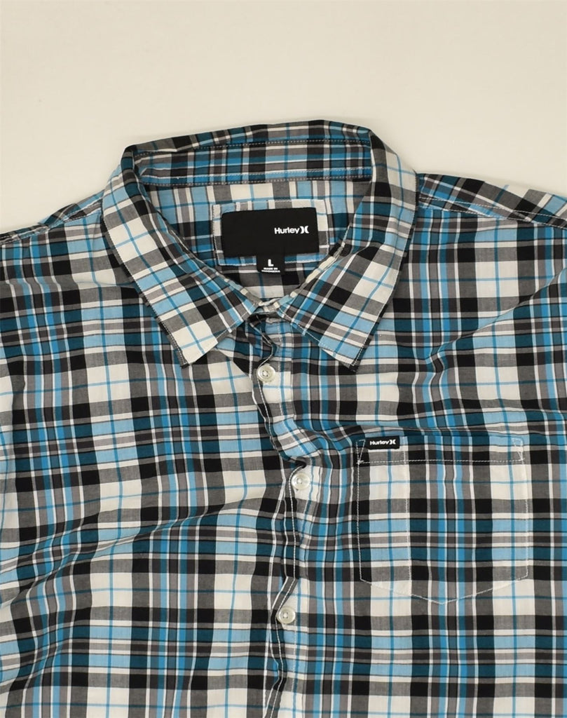 HURLEY Mens Shirt Large Blue Check Cotton | Vintage Hurley | Thrift | Second-Hand Hurley | Used Clothing | Messina Hembry 