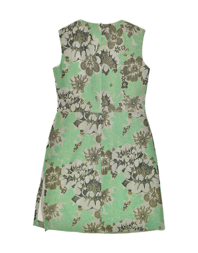 TREVIRA Womens Sleeveless Sheath Dress IT 42 Medium Green Floral | Vintage Trevira | Thrift | Second-Hand Trevira | Used Clothing | Messina Hembry 