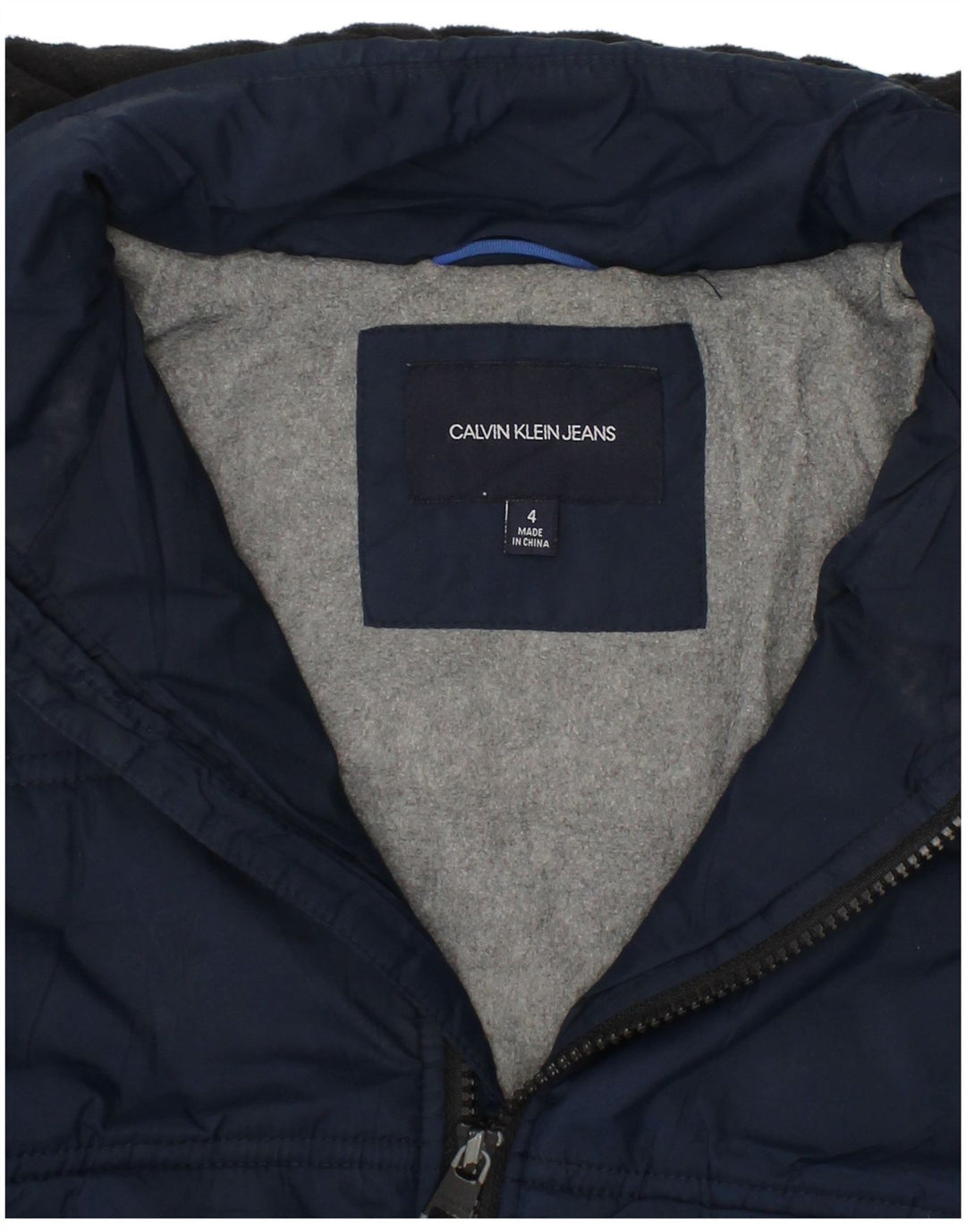 CALVIN KLEIN Boys Graphic Hooded Padded Jacket 3-4 Years Navy Blue