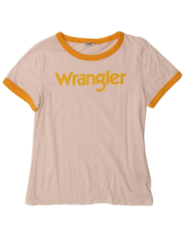 Wrangler Womens Graphic T-Shirt Top UK 12 Medium White Colourblock Cotton