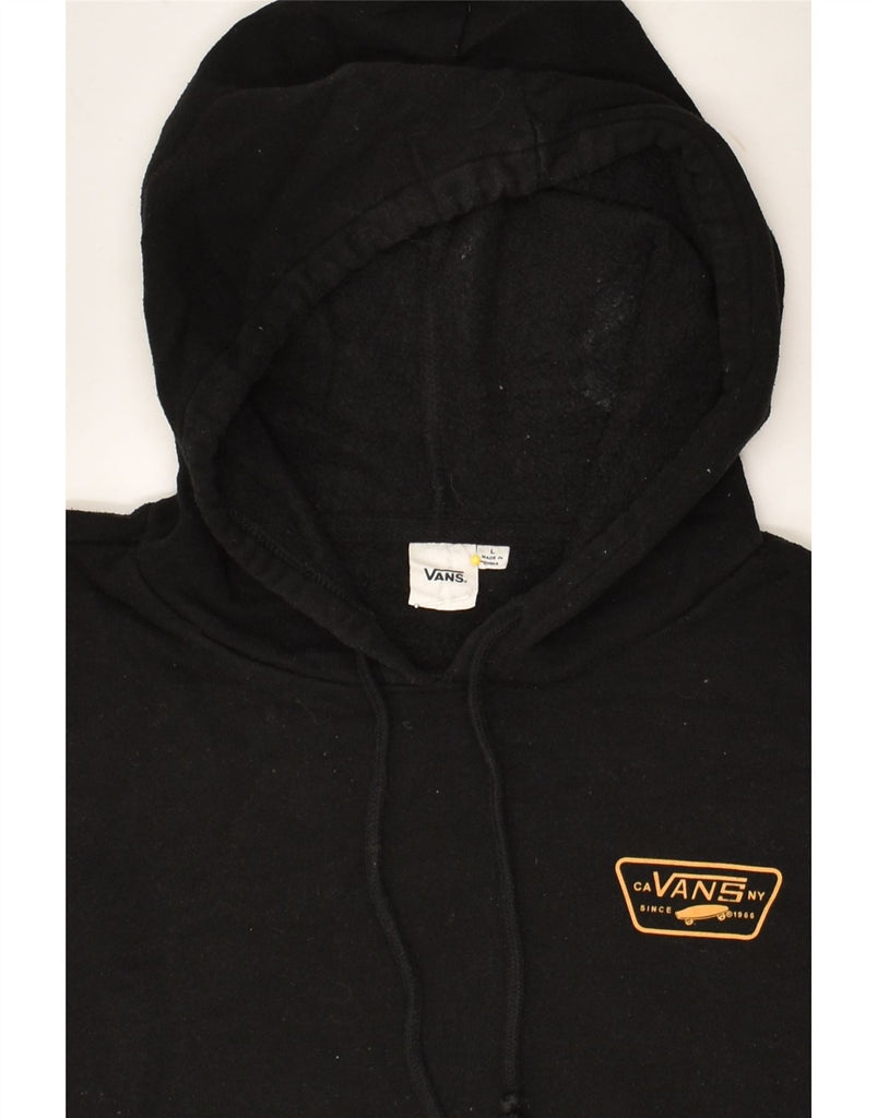 VANS Womens Oversized Crop Hoodie Jumper UK 14 Large Black Cotton | Vintage Vans | Thrift | Second-Hand Vans | Used Clothing | Messina Hembry 