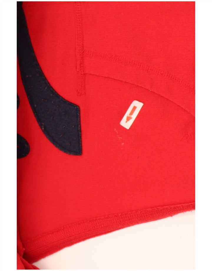Reebok Womens Graphic Zip Hoodie Sweater UK 14 Medium Red Polyester