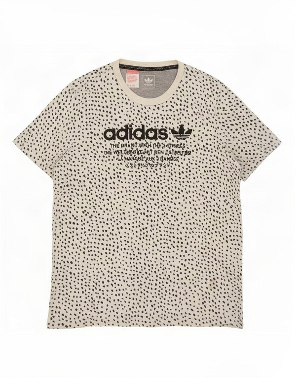 Adidas Womens Graphic T-Shirt Top UK 14 Medium White Animal Print Cotton