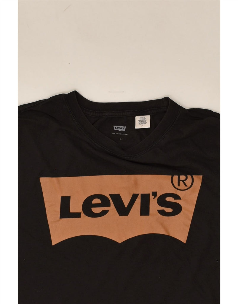 LEVI'S Womens San Francisco Crop Graphic T-Shirt Top UK 16 Large Black | Vintage Levi's | Thrift | Second-Hand Levi's | Used Clothing | Messina Hembry 