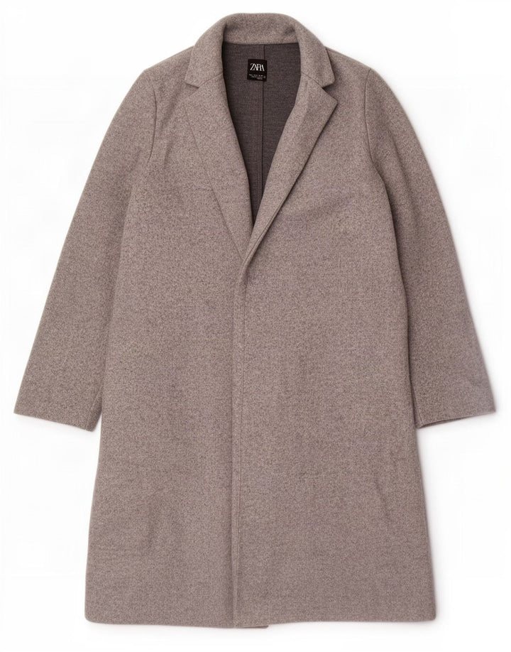 Zara Womens Open Overcoat UK 16 Large Grey Polyester