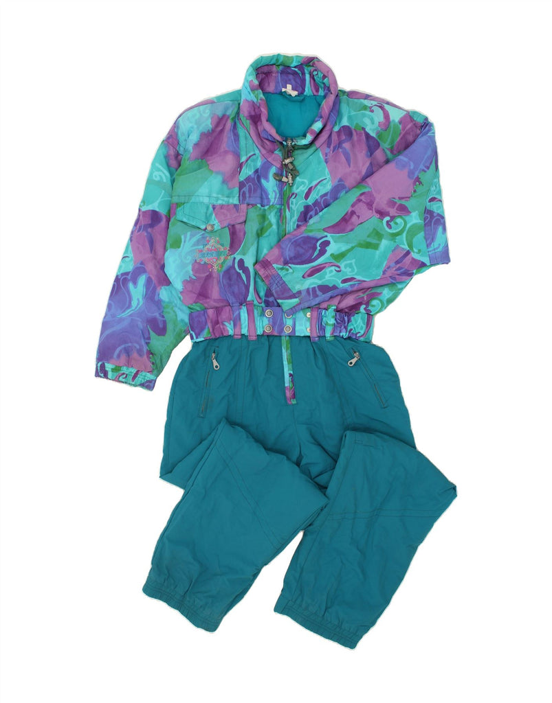 VINTAGE Womens Abstract Pattern Ski Jumpsuit IT 48 Medium Blue Polyester | Vintage Vintage | Thrift | Second-Hand Vintage | Used Clothing | Messina Hembry 