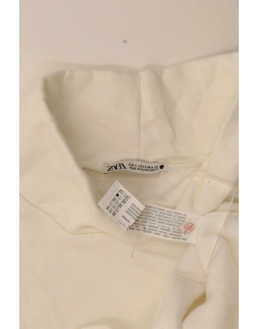 Zara Womens Oversized Top 3/4 Sleeve UK 10 Small Off White Cotton