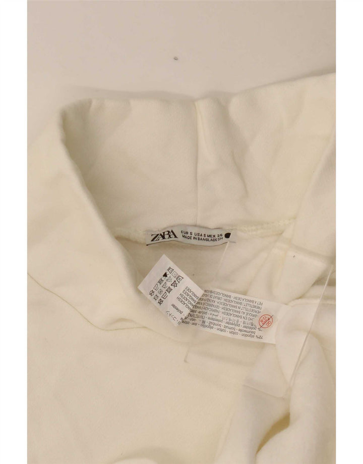 Zara Womens Oversized Top 3/4 Sleeve UK 10 Small Off White Cotton
