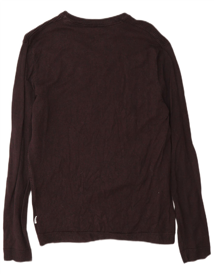 Jack & Jones Mens Core Regular Fit Boat Neck Jumper Sweater Medium Burgundy
