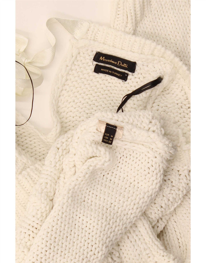 Massimo Dutti Womens Boat Neck Jumper Sweater UK 14 Medium White