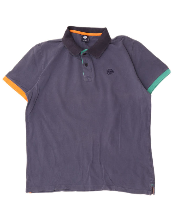 North Sails Mens Polo Shirt Medium Navy Blue Colourblock Cotton