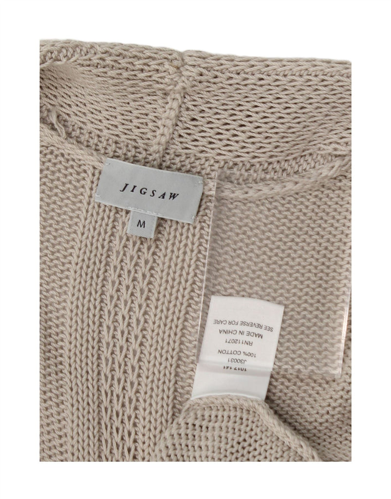 JIGSAW Womens Longline Open Cardigan Sweater UK 14 Medium Grey Cotton Vintage Jigsaw and Second-Hand Jigsaw from Messina Hembry 