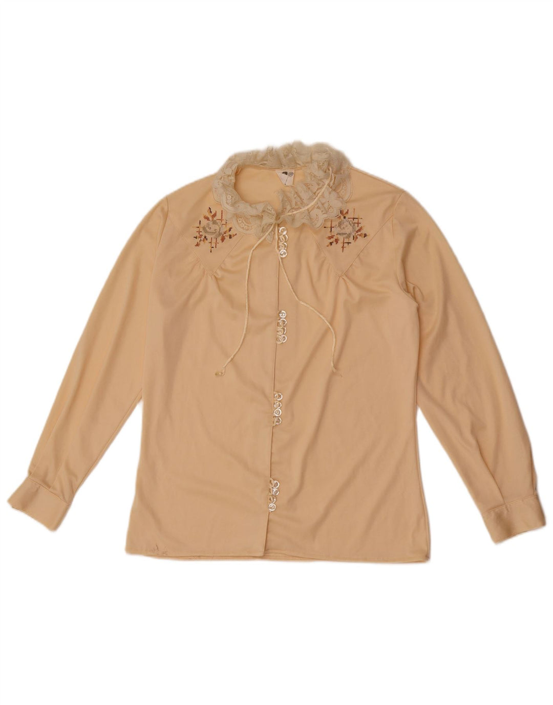 Vintage Womens Shirt Blouse IT 46 Large Beige Floral