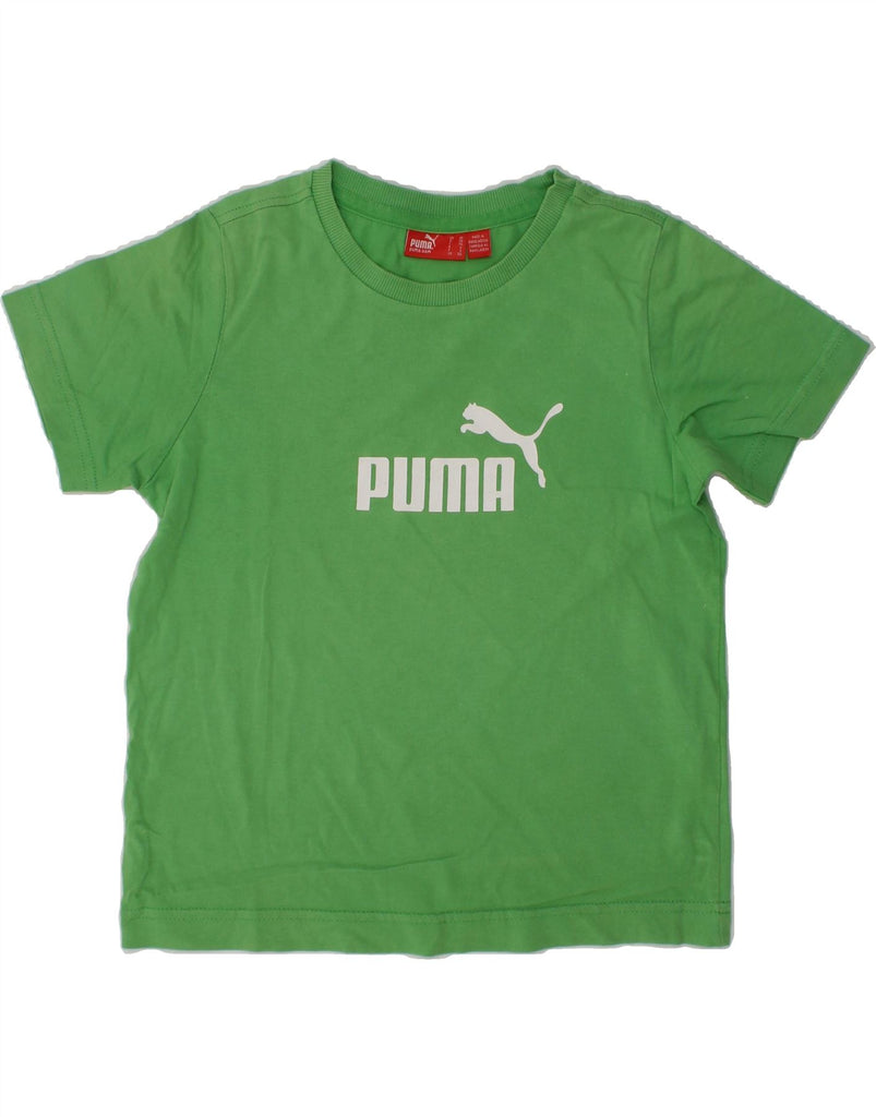 PUMA Boys Graphic T-Shirt Top 5-6 Years Green Cotton | Vintage Puma | Thrift | Second-Hand Puma | Used Clothing | Messina Hembry 