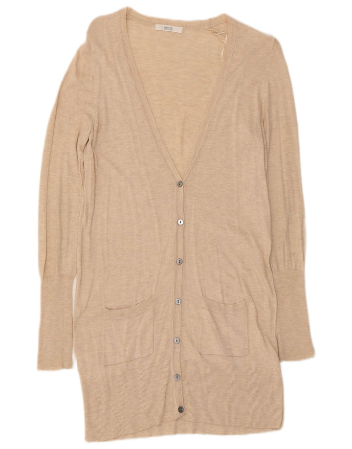 Marks & Spencer Womens Longline Cardigan Sweater UK 12 Medium Beige Flecked