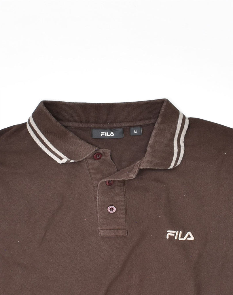 FILA Mens Long Sleeve Polo Shirt Medium Brown Cotton | Vintage Fila | Thrift | Second-Hand Fila | Used Clothing | Messina Hembry 