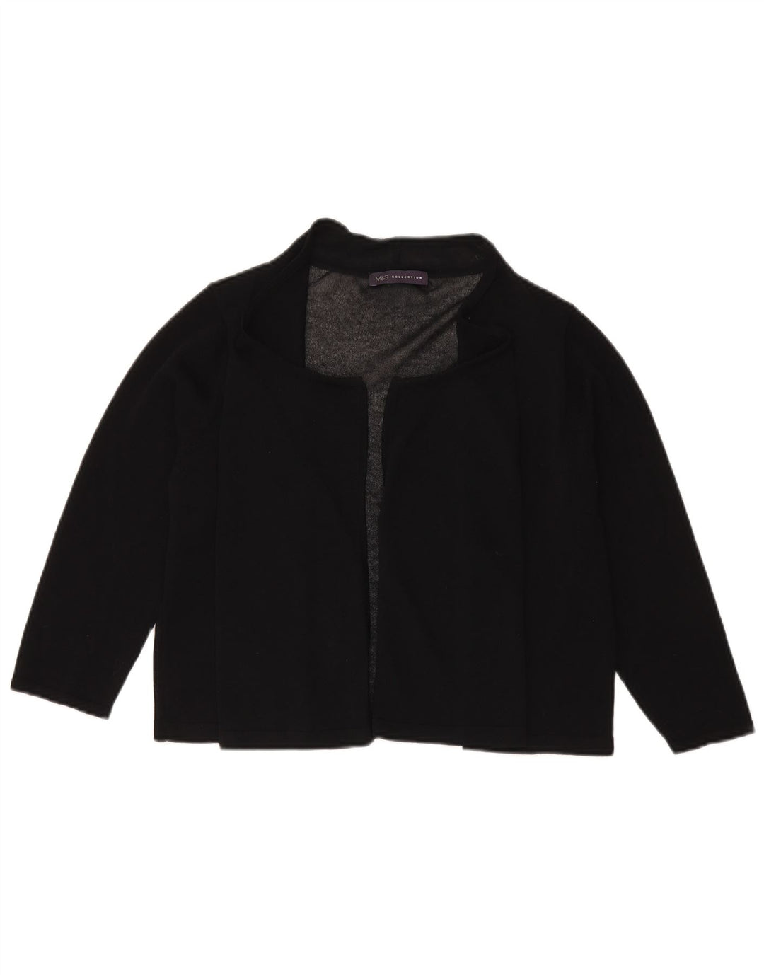 Marks & Spencer Womens Crop Open Cardigan Sweater UK 16 Large Black Viscose