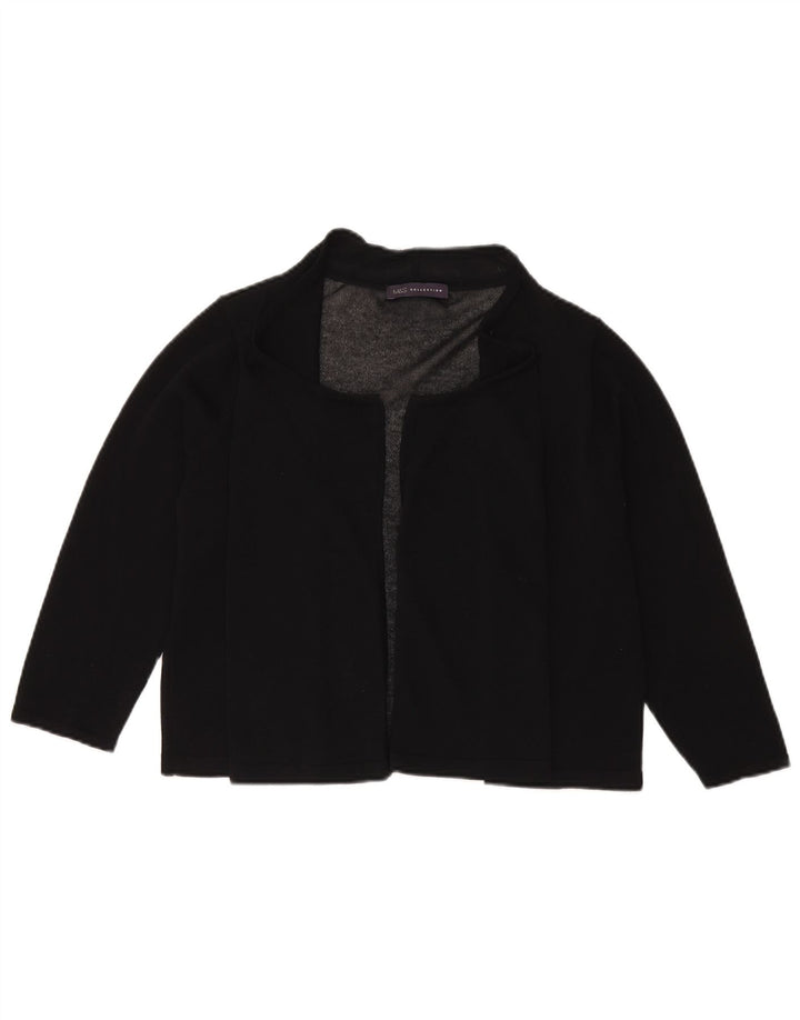 Marks & Spencer Womens Crop Open Cardigan Sweater UK 16 Large Black Viscose