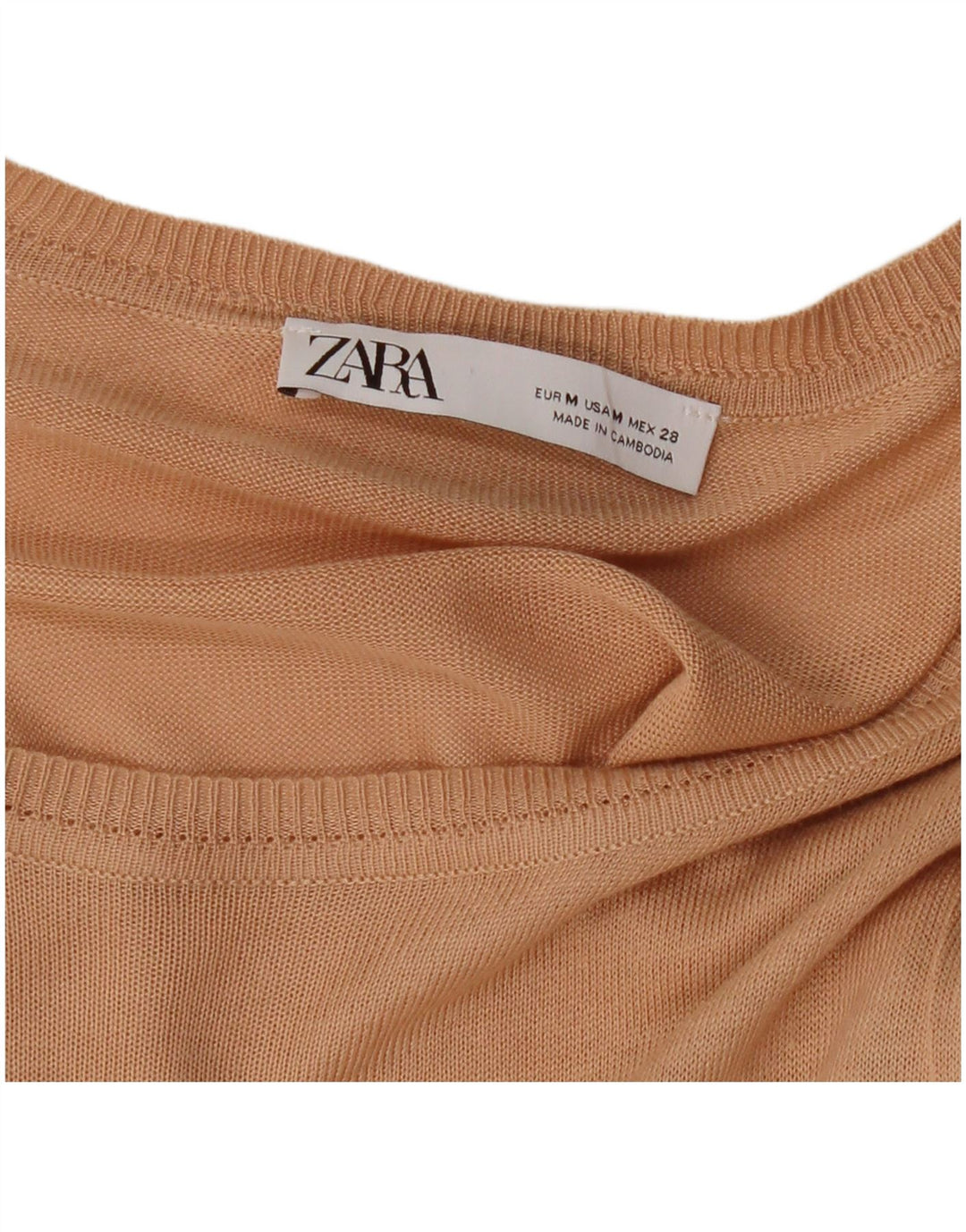 ZARA Womens Boat Neck Jumper Sweater UK 14 Medium Beige