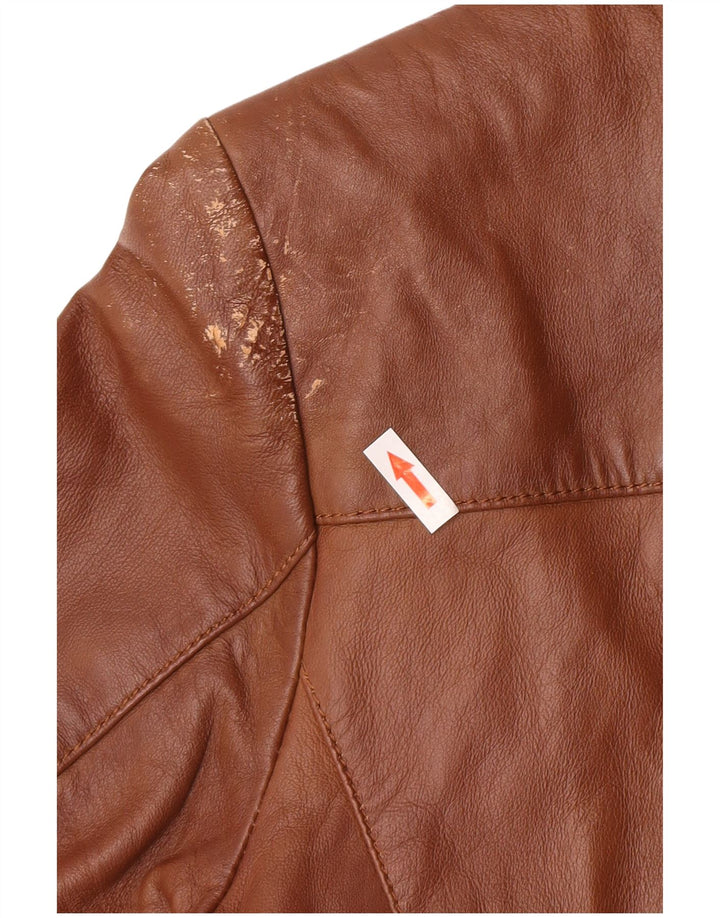 Vintage Mens 3 Button Leather Blazer Jacket UK 40 Large Brown Leather