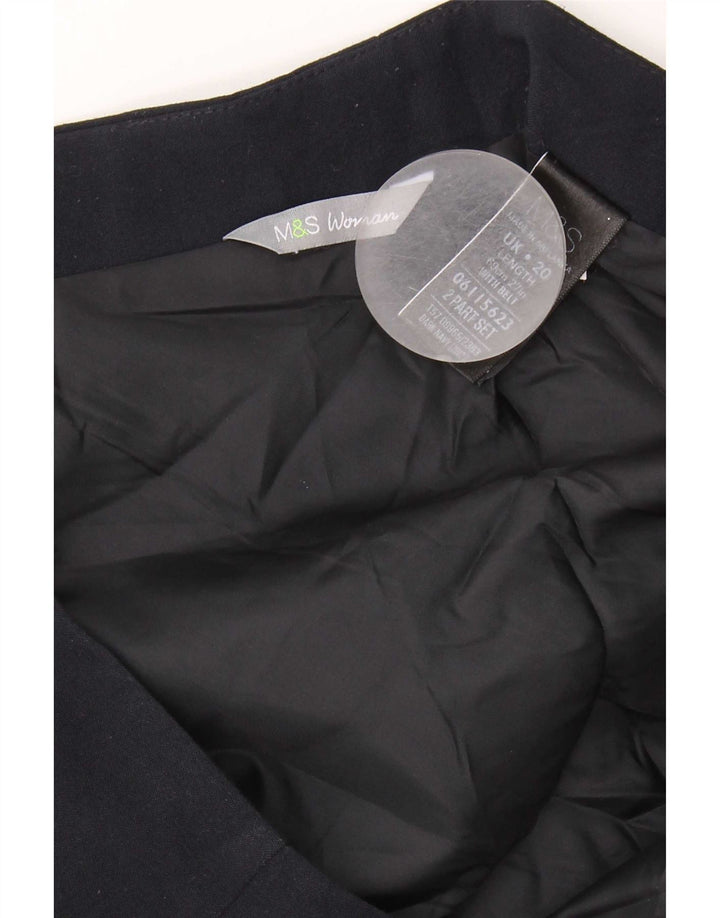 Marks & Spencer Womens Pencil Skirt UK 20 2XL W38  Navy Blue Polyester