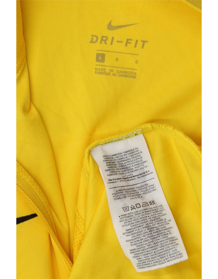 Nike Mens Dri Fit Tracksuit Top Jacket Large Yellow Colourblock Polyester