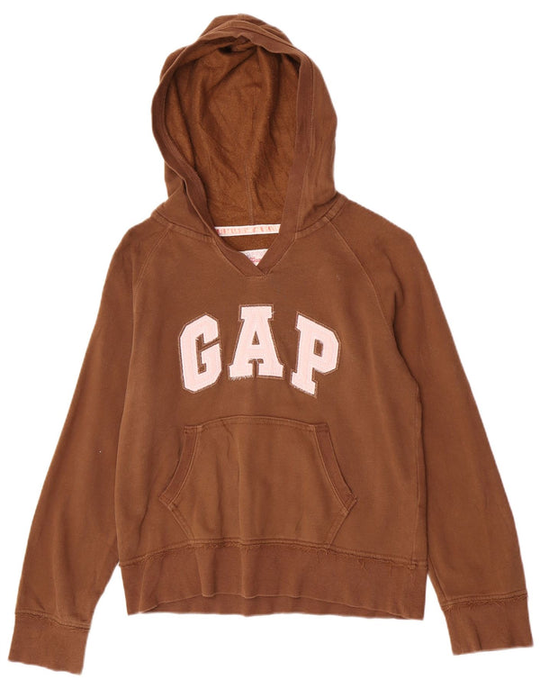 Gap Girls Graphic Regular Fit Hoodie Jumper 9-10 Years Large Brown Cotton