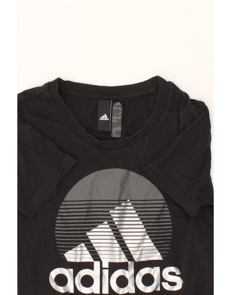 ADIDAS Womens Graphic T-Shirt Top UK 4/6 XS Black Vintage Adidas and Second-Hand Adidas from Messina Hembry 