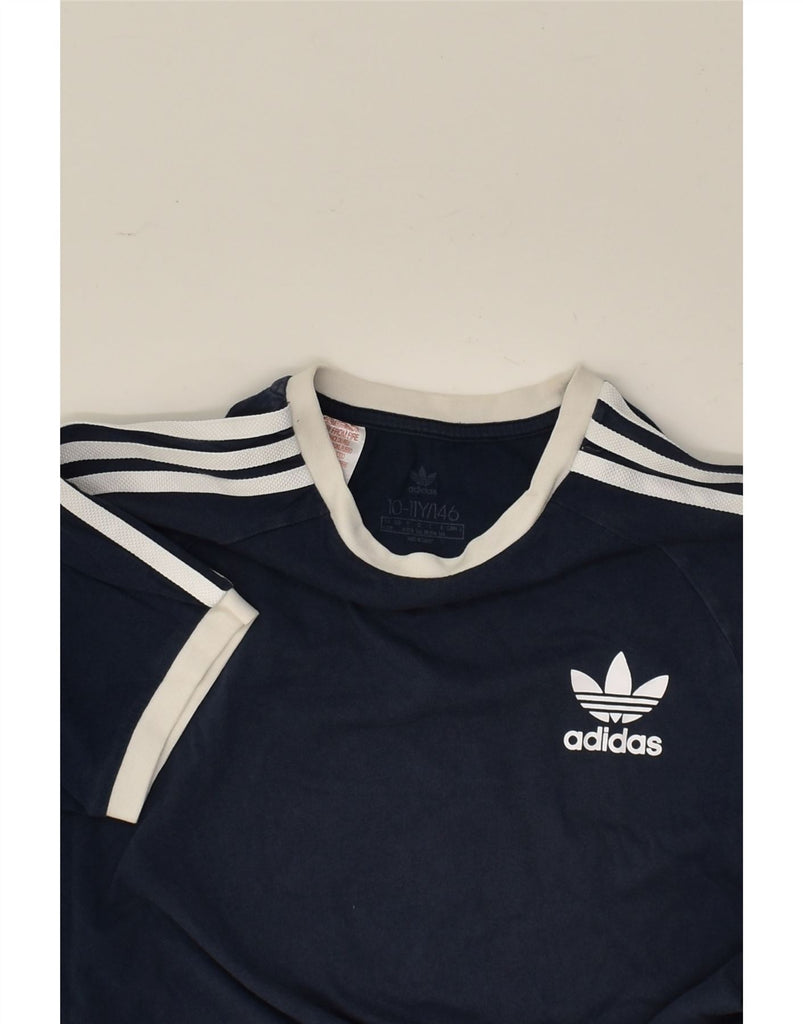 ADIDAS Boys T-Shirt Top 10-11 Years Navy Blue Cotton | Vintage Adidas | Thrift | Second-Hand Adidas | Used Clothing | Messina Hembry 