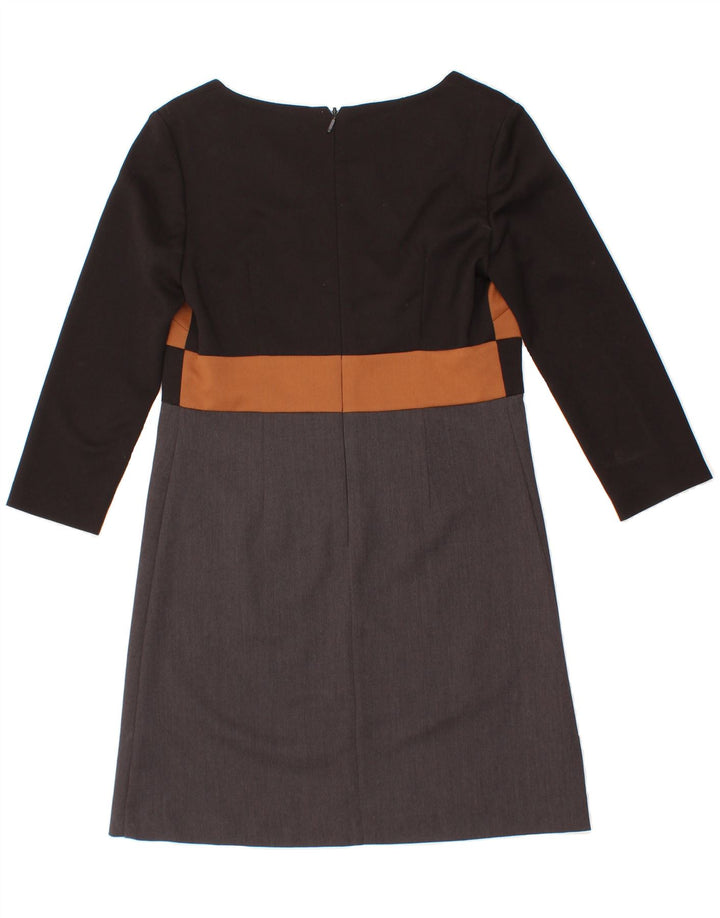NEXT Womens 3/4 Sleeve A-Line Dress UK 10 Small  Grey Colourblock Vintage Next and Second-Hand Next from Messina Hembry 