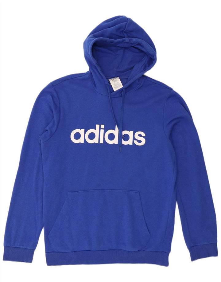 Adidas Mens Graphic Hoodie Jumper Medium Blue Cotton