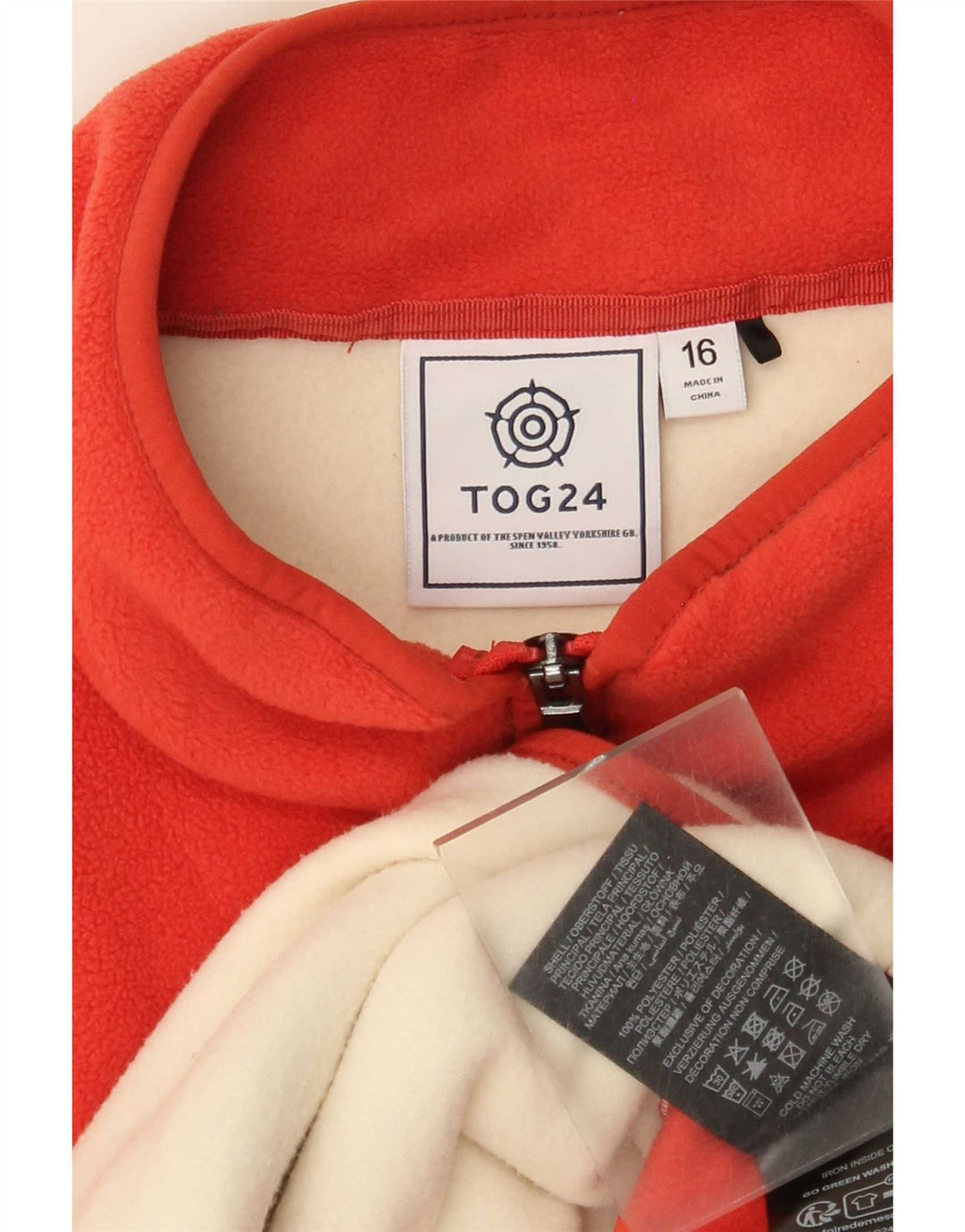 Tog 24 Womens Oversized Fleece Gilet UK 16 Large Red Colourblock Polyester