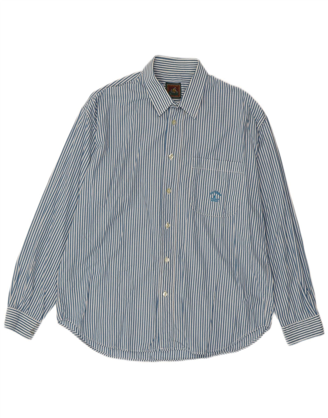 NAVIGARE Mens Shirt Large Blue Pinstripe Cotton