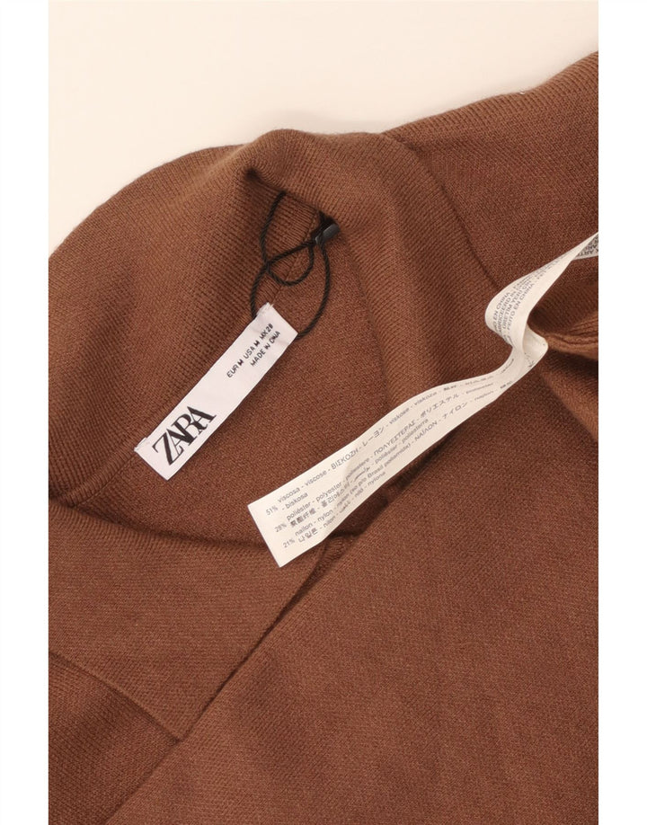 Zara Womens Long Sleeve Maxi Dress UK 12 Medium Brown Viscose