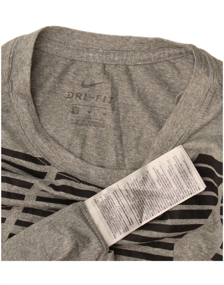 Nike Mens Dri Fit Graphic T-Shirt Top Medium Grey Polyester
