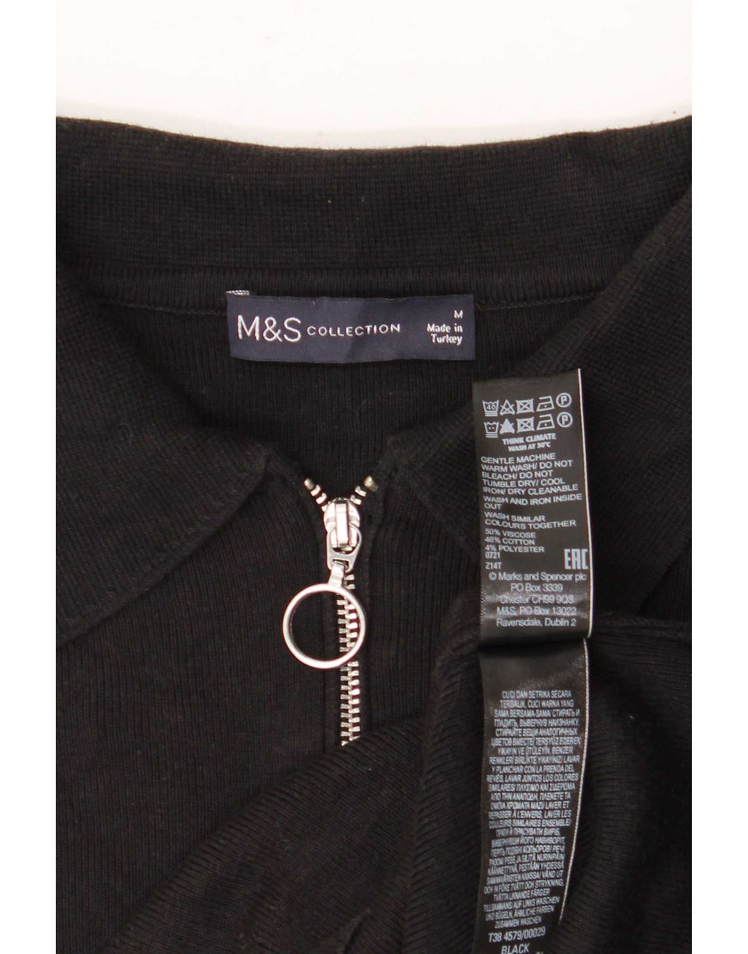 Marks & Spencer Womens Polo Shirt UK 14 Medium Black Viscose