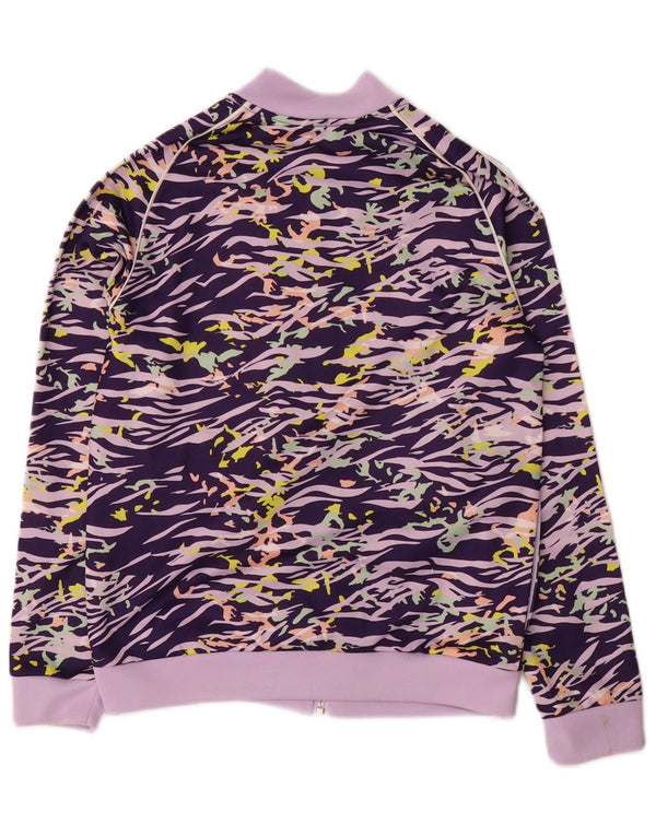 ADIDAS Girls Tracksuit Top Jacket 11-12 Years Purple Animal Print