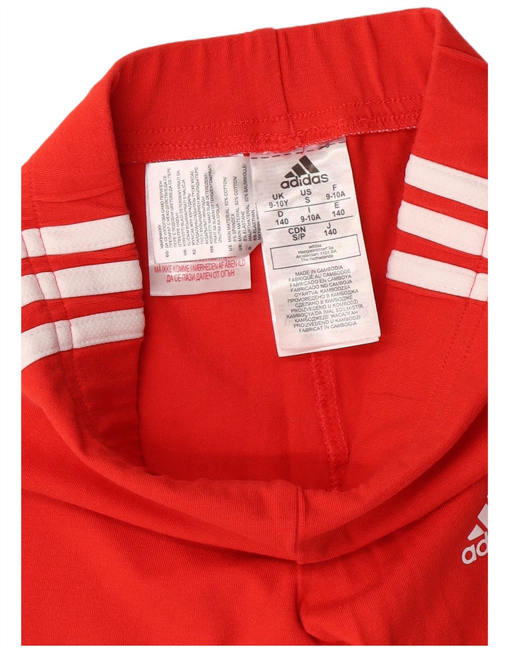 ADIDAS Girls Leggings 9-10 Years  Red Cotton