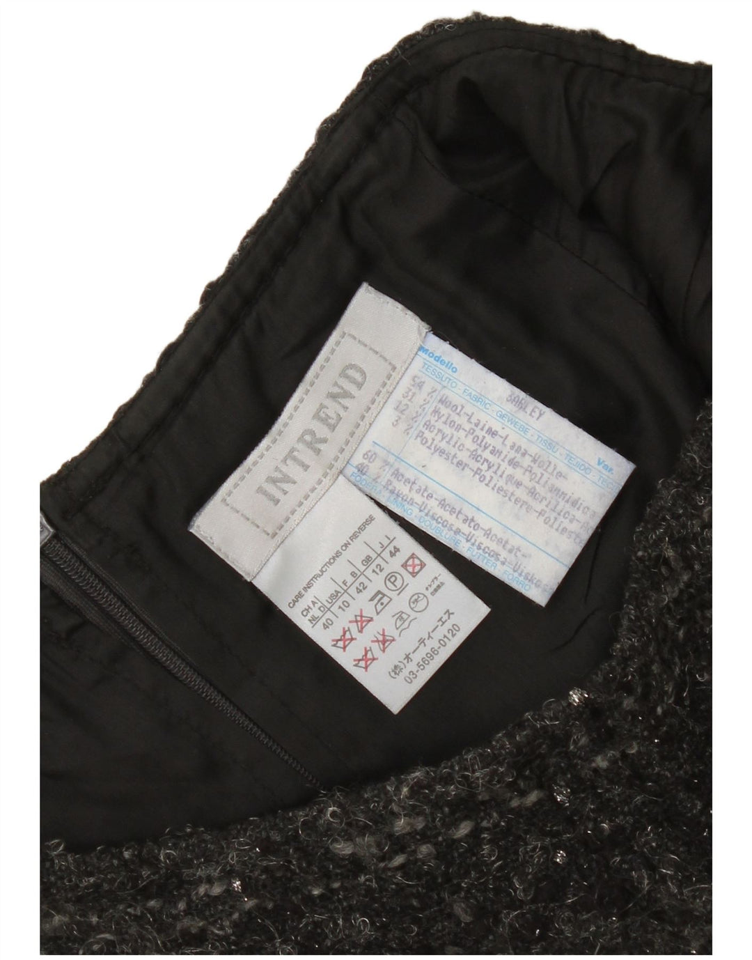 Intrend Womens Pencil Skirt UK 12 Medium W30 Grey Check Wool