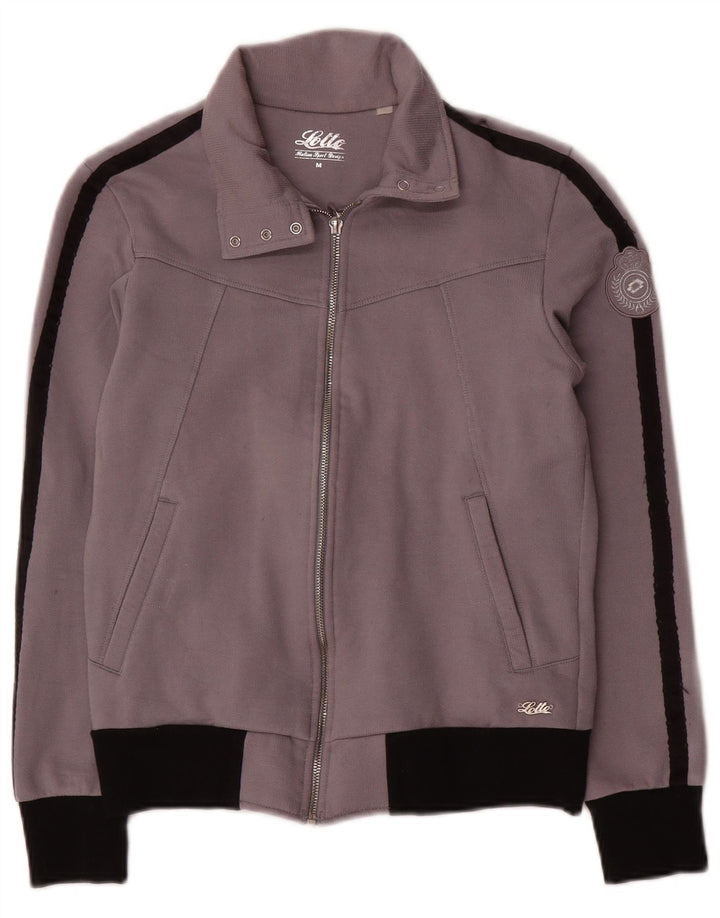 Lotto Womens Tracksuit Top Jacket UK 12 Medium Grey Colourblock Cotton