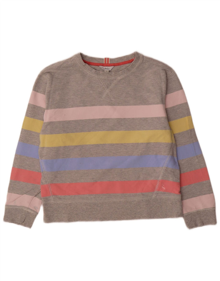Joules Womens Oversized Sweatshirt Jumper UK 8 Small Grey Striped Cotton