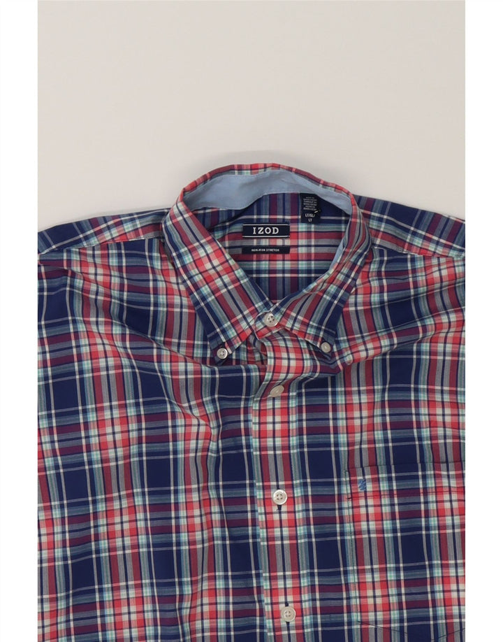 IZOD Mens Short Sleeve Shirt Large Blue Check Cotton Vintage Izod and Second-Hand Izod from Messina Hembry 