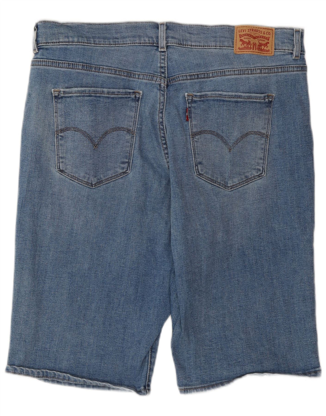 LEVI'S Womens Distressed Bermuda Denim Shorts W32 Large Blue Cotton