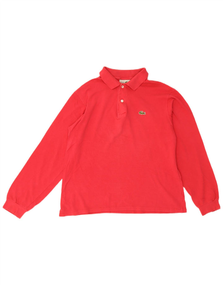 Lacoste Mens Long Sleeve Polo Shirt Size 4 Medium Red Cotton