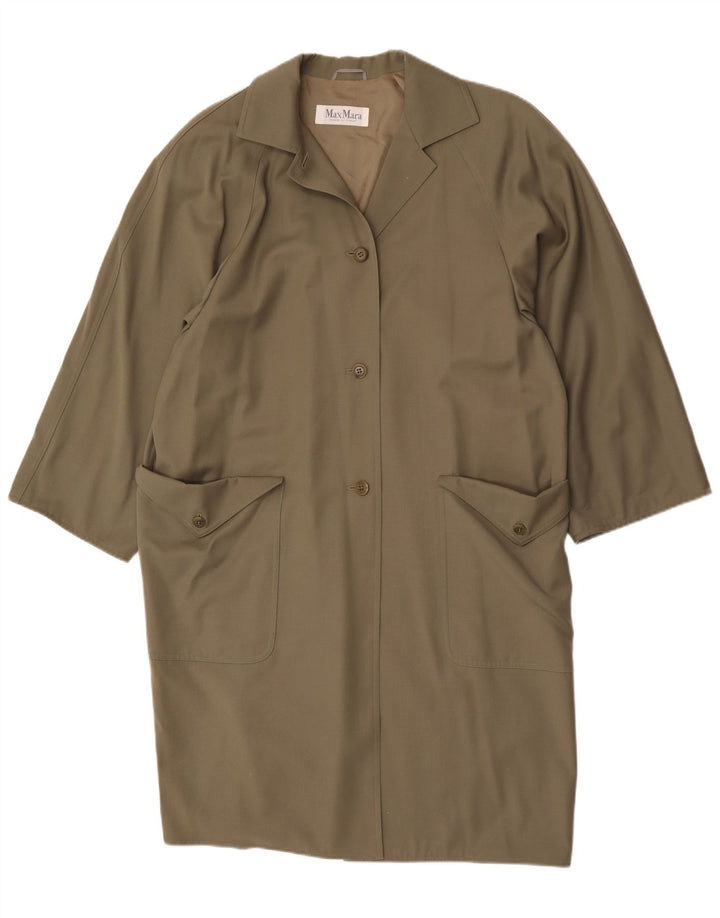 Max Mara Womens Oversized Overcoat UK 14 Large Khaki Wool
