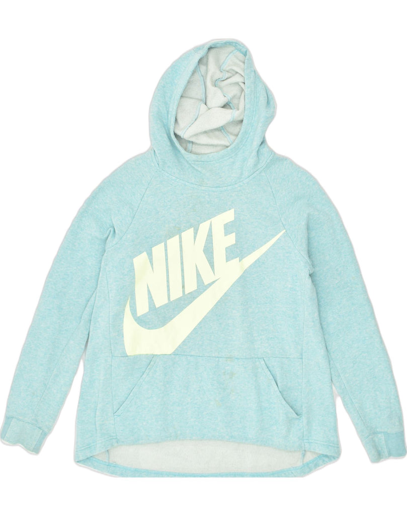 NIKE Girls Graphic Hoodie Jumper 15-16 Years XL Blue Flecked Cotton | Vintage Nike | Thrift | Second-Hand Nike | Used Clothing | Messina Hembry 