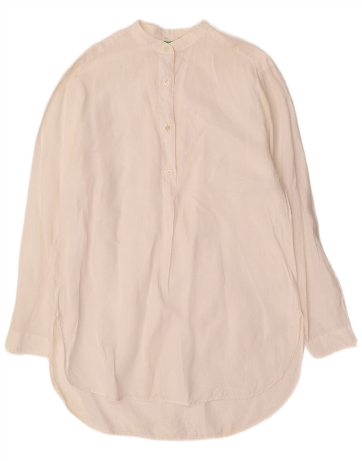 BENETTON Womens Longline Pullover Shirt UK 14 Medium Off White
