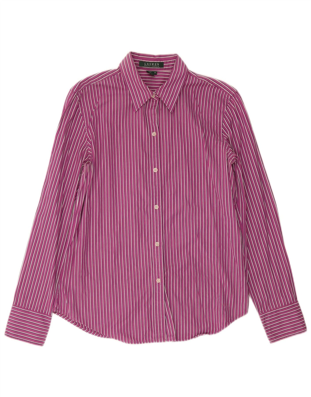 RALPH LAUREN Womens Shirt UK 14 Medium Purple Striped Cotton Vintage Ralph Lauren and Second-Hand Ralph Lauren from Messina Hembry 