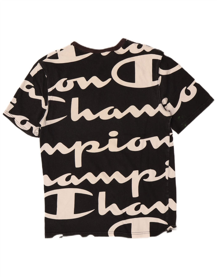 Champion Mens Graphic T-Shirt Top Small Black Cotton